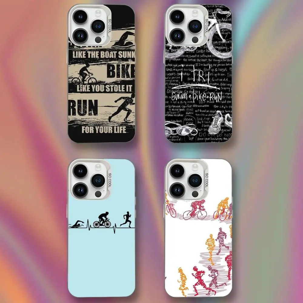 

Triathlon Tri Swim Bike Run Phone Case For iPhone 16,15,14,13,12,11,Mini,Pro,SE,XS,MAX White Matte Shockproof Cover