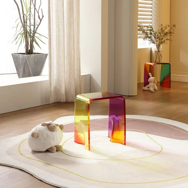 

Rainbow stool colorful shoe change acrylic chair ins dressing stool