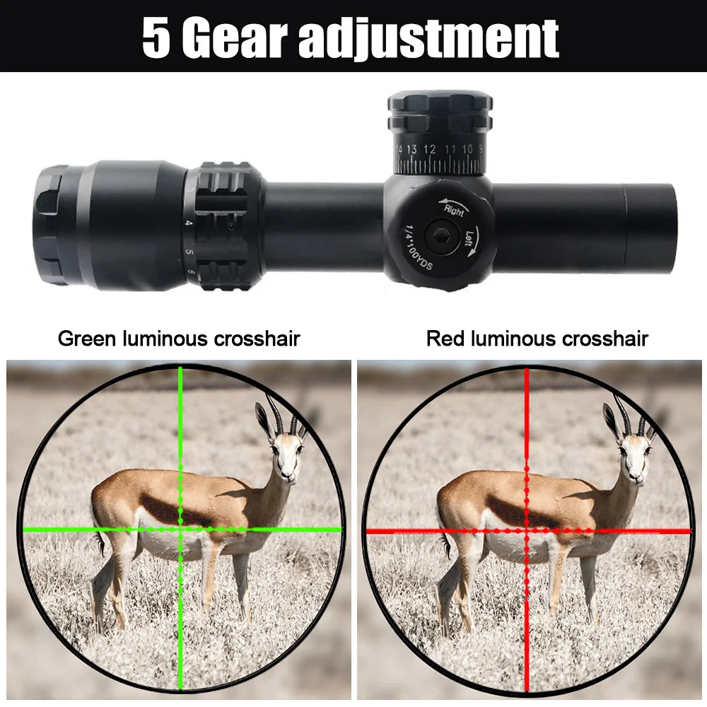 2-8x20 Collimator Tactical Riflescope 5 Modes Red Green Dot Reticle Optical Sight Rifle Scope Sniper With 11MM/20MM Clip