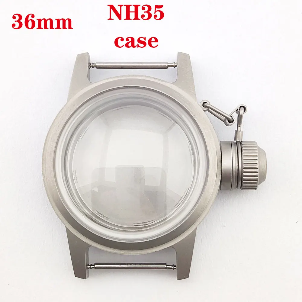 

Мужской футляр для дайвинга 36 мм, механизм NH35, корпус из нержавеющей стали, аксессуары для часов с двойным сапфировым стеклом