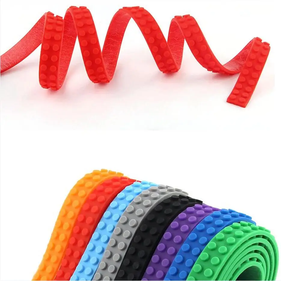 Building Toys Compatible for LEGO Adhesive Backing Paste/cut Anywhere Block Display Organiser Silicone 92cm Children\'s puzzle