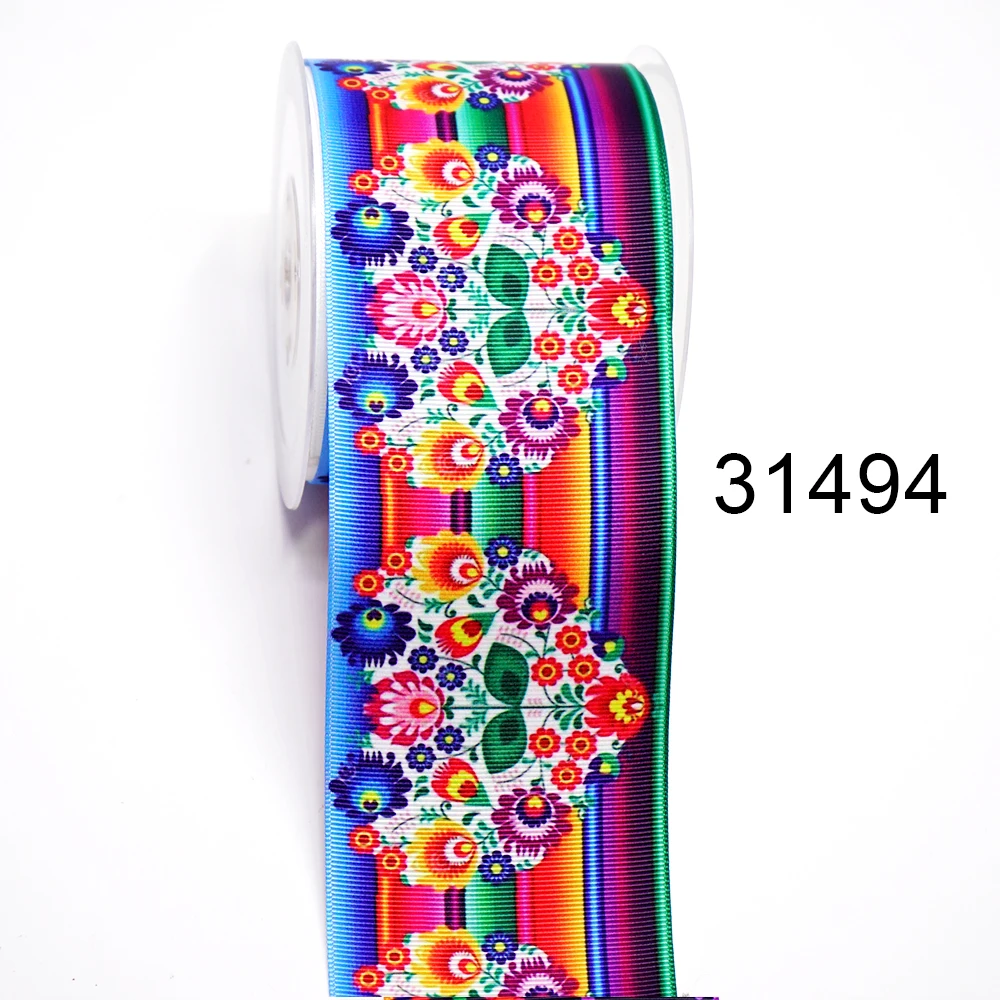 DIY Cartoon Flower Printed Grosgrain Ribbon For Craft Supplies Sewing Accessories 5 Yards. 10289