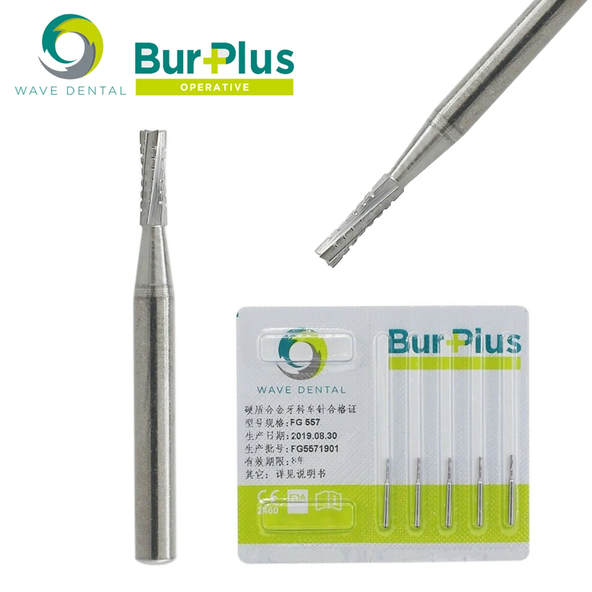 WAVE Dental Tungsten Carbide Burs Dentistry Strawberries Cone Straight Fissure Head Fit High Speed Turbine Handpiece 5Pcs/Pack