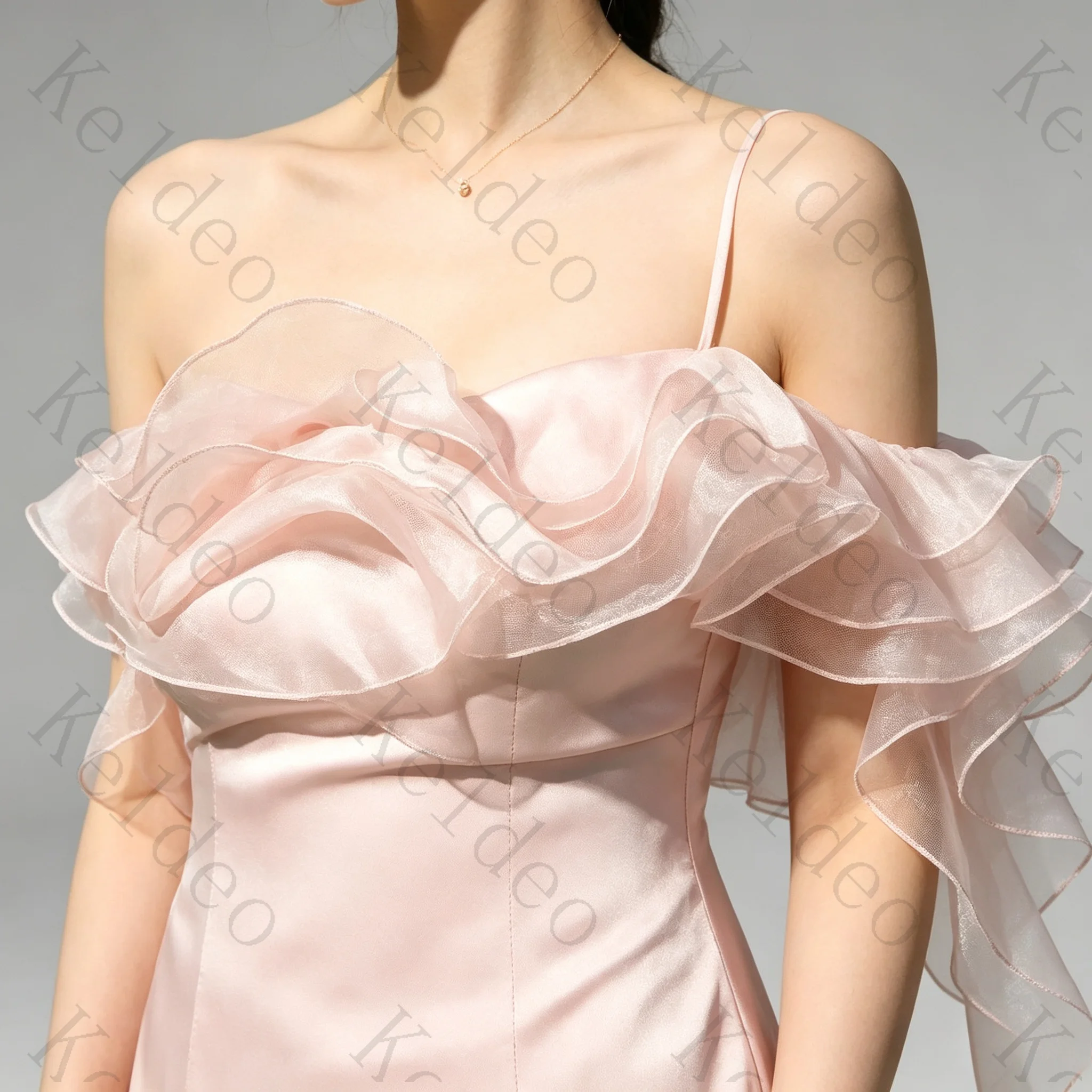 Customized Exquisite Strapless A Line Sleeveless Wedding Dresses One-shoulder Ruffles Ruched Open Back Floor Length Bridal Gowns