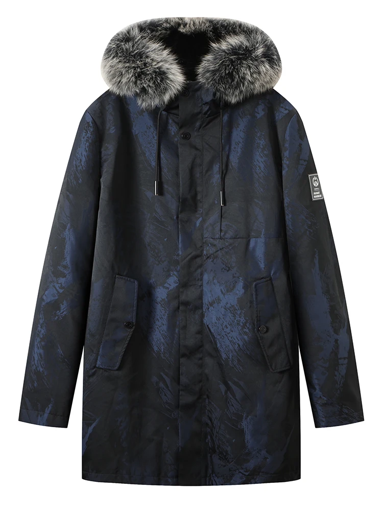 

Мужская классическая повседневная длинная ветрозащитная кожаная куртка с узором, с отстегивающимся капюшоном, модная, для повседневной носки, на молнии