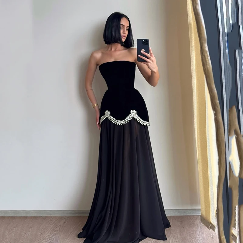 

Eightree Саудовская Аравия трапециевидные платья для выпускного вечера без бретелек длиной до пола, вечернее платье с бисером, женские вечерние платья для выпускного вечера по индивидуальному заказу