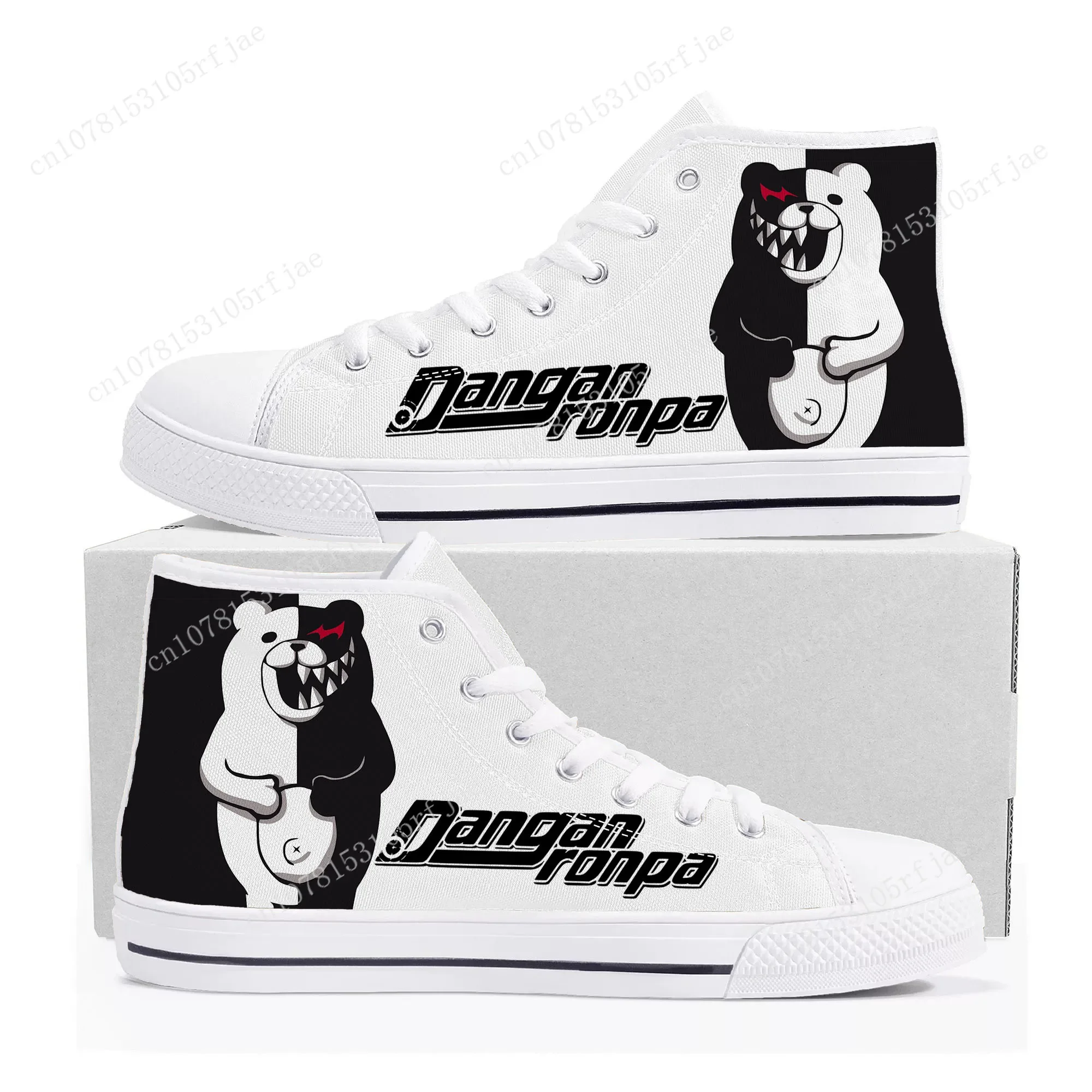 

Cartoon Game Danganronpa Monokuma High Top Sneakers Mens Womens Teenager High Quality Canvas Shoes Casual Tailor Made Sneaker