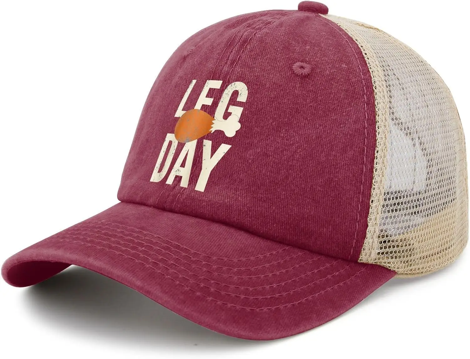 'Leg Day' White Text with Orange Turkey Hat Trucker Hat Women Baseball Cap Birthday Gifts
