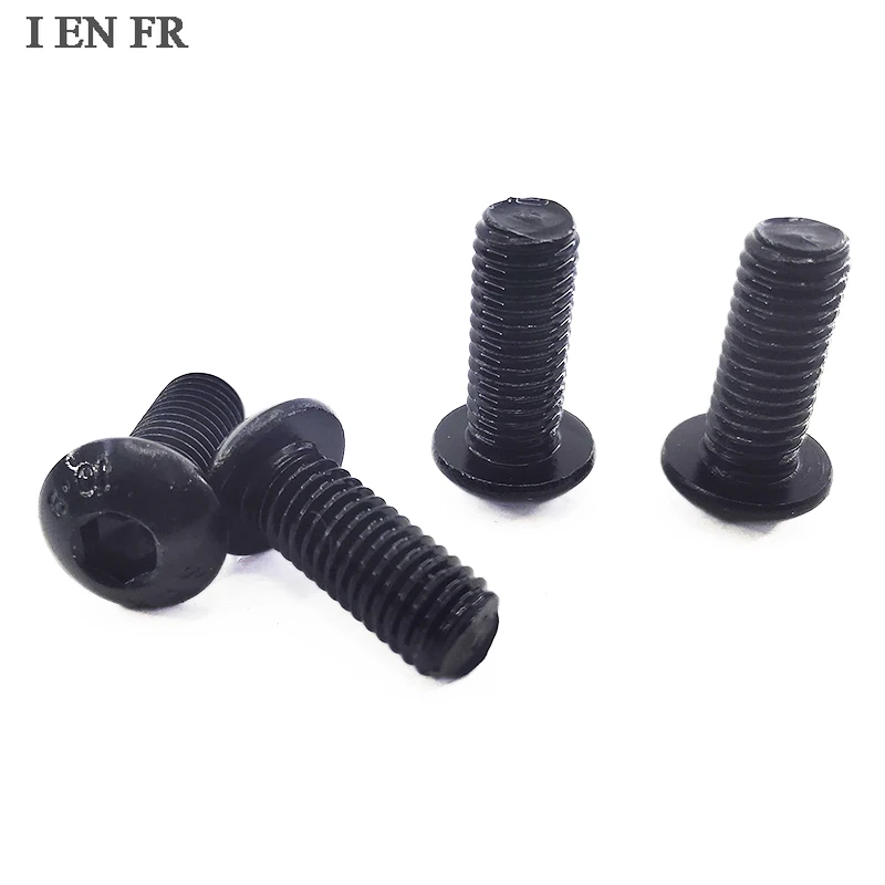 5/10/25/50x Black 10.9 Grade Steel M1.6 M2 M2.5 M3 M4 M5 M6 M8 ISO7380 Hex Hexagon Socket Button Round Head Screw Bolt L= 3-80mm