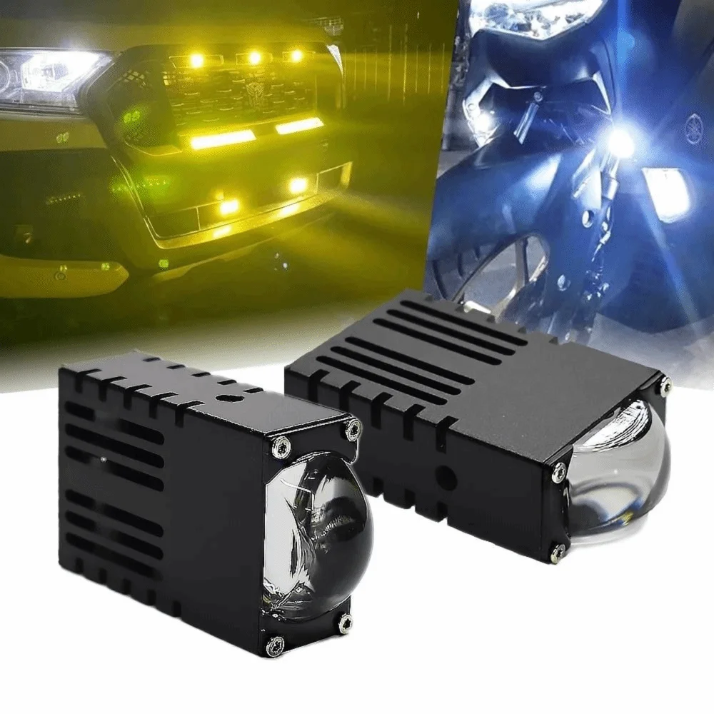 

2Pcs Mini Car Led Headlight Bumper Fog Lamps 5500K 3000k Auxiliary Projector Lens Work Light Waterproof Driving Light Spotlights