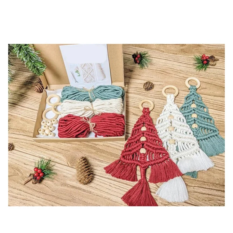 Kit de árbol tejido de macramé para adultos, colgadores de pared DIY, 3 piezas