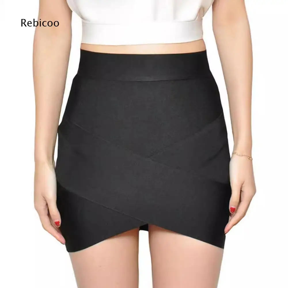 Asymmetrical Hem Cross Over Short Skirt For Women High Waist Wrap Front Solid Bodycon Mini Skirt For Cool Casual Style