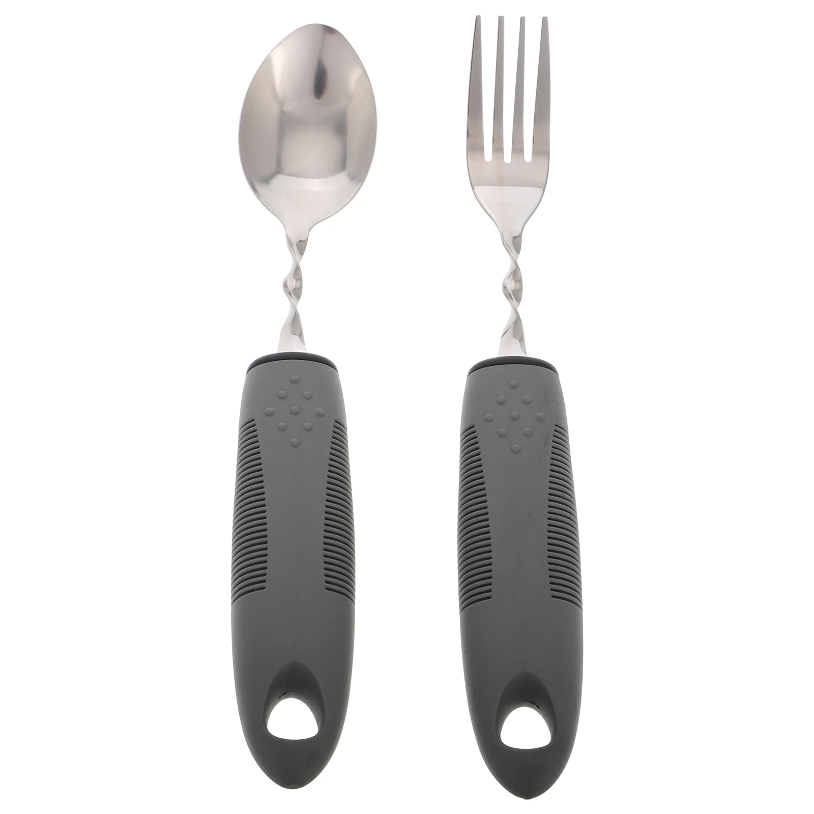 1 Set Elderly Utensils Stainless Steel Adaptive Weighted Fork Spoon Set Bendable Anti Tremor Utensils for Disabled Hands Daily