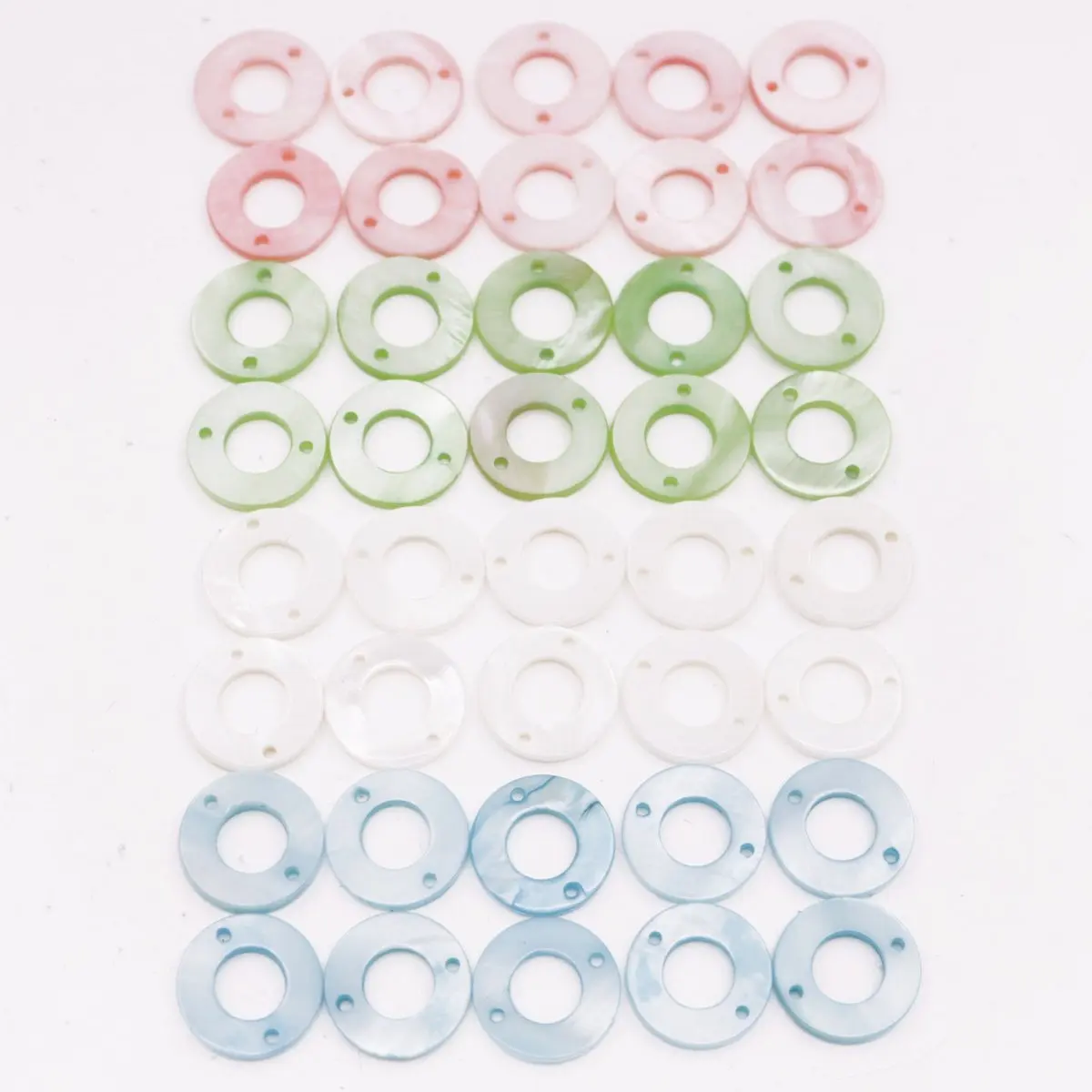 10 PCS 15mm Ring Shell Mother of Pearl  White Pink Green Blue Choose Pendant Jewelry Making Flat