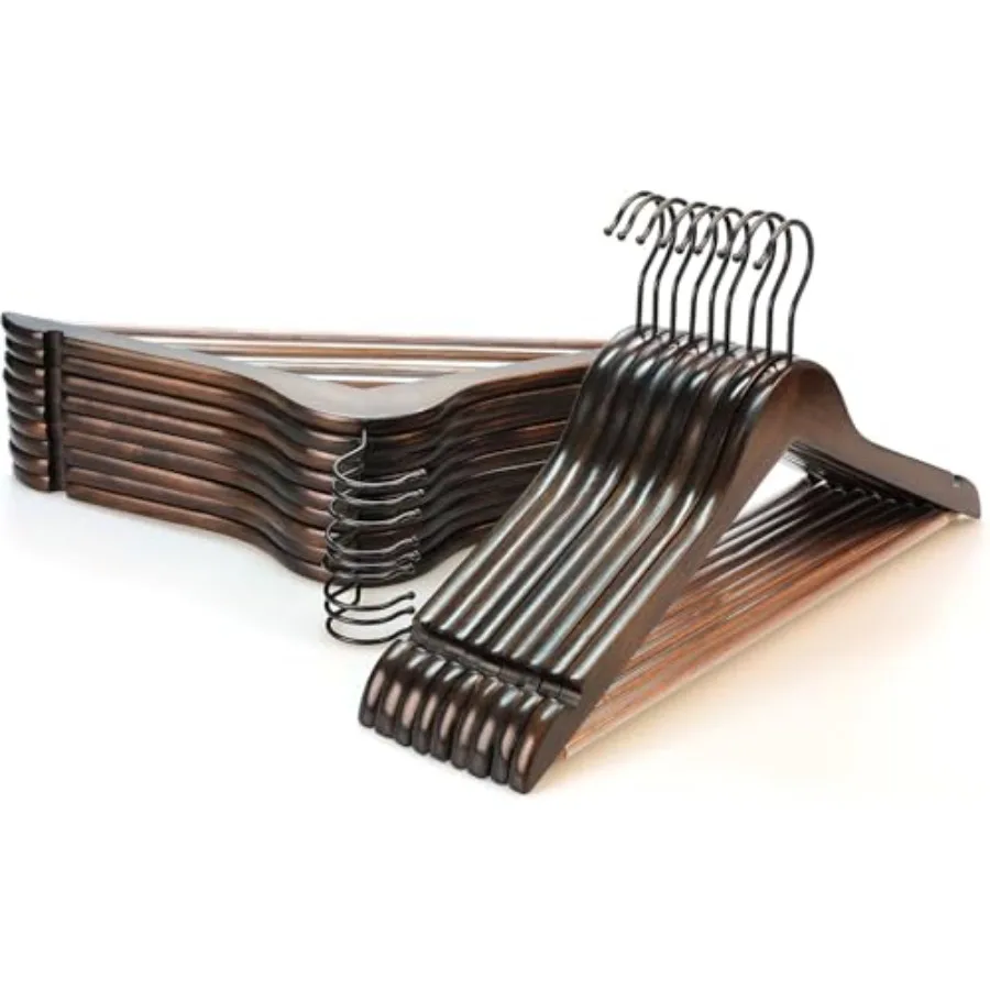 

Прочные деревянные вешалки для одежды с гладкой ретро-отделкой, бутик-качество, деревянные вешалки для костюмов с нескользящей резиновой вставкой для брюк и гладкой поверхностью