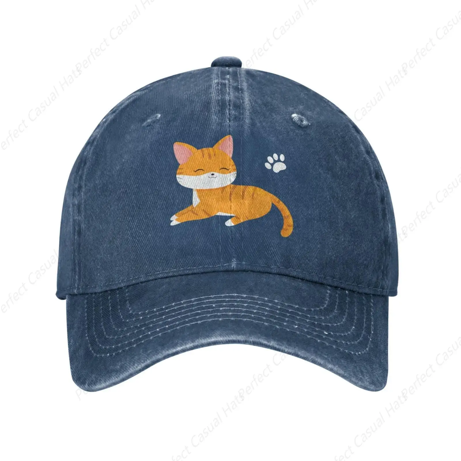 Hot-Selling Cute Popcorn Cat Baseball Cap For Men Women Adjustable Vintage Fashion  Outdoor Sport Travel Sun Visor