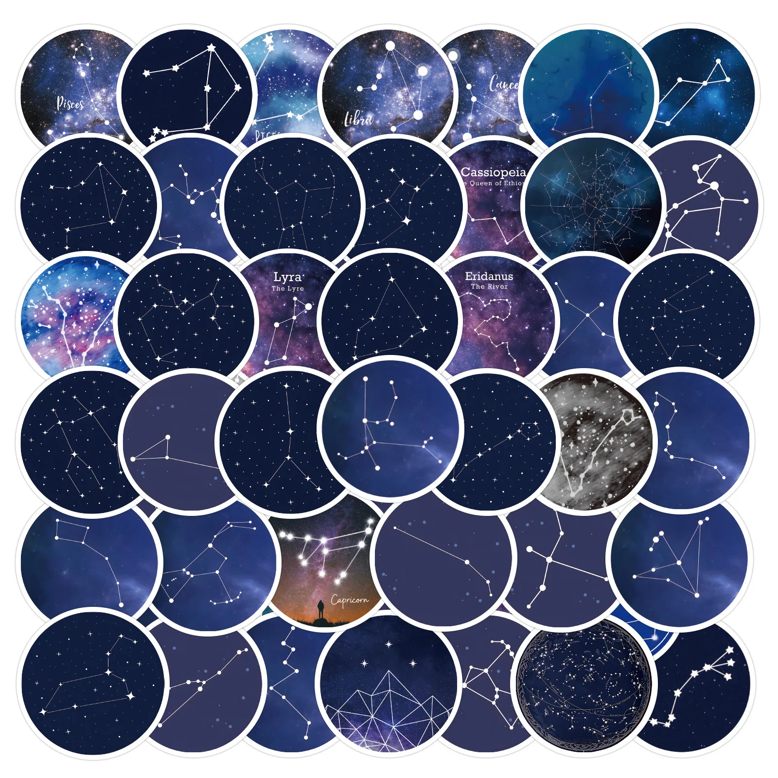 

60PcsTwelve Constellations Starry Sky Stickers for DIY Suitcase Phone Notebook fridgeUniverse Astrology Aesthetic Decals Sticker