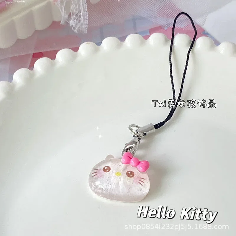 Cinnamoroll Kuromi Sanrio Accessories Key Chain Anime HelloKitty Transparent Thin Flash Cute Pendant Girl Heart Birthday Gift images - 6