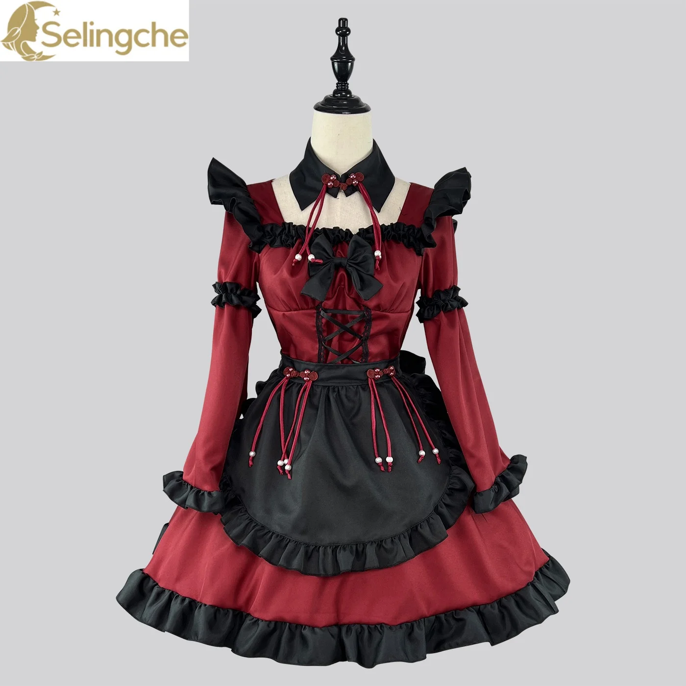 

Bow Ruffle Gothic Style Cosplay Maid Costume Anime Cosplay Lolita Dress Stage Performance Full Set of Costumes