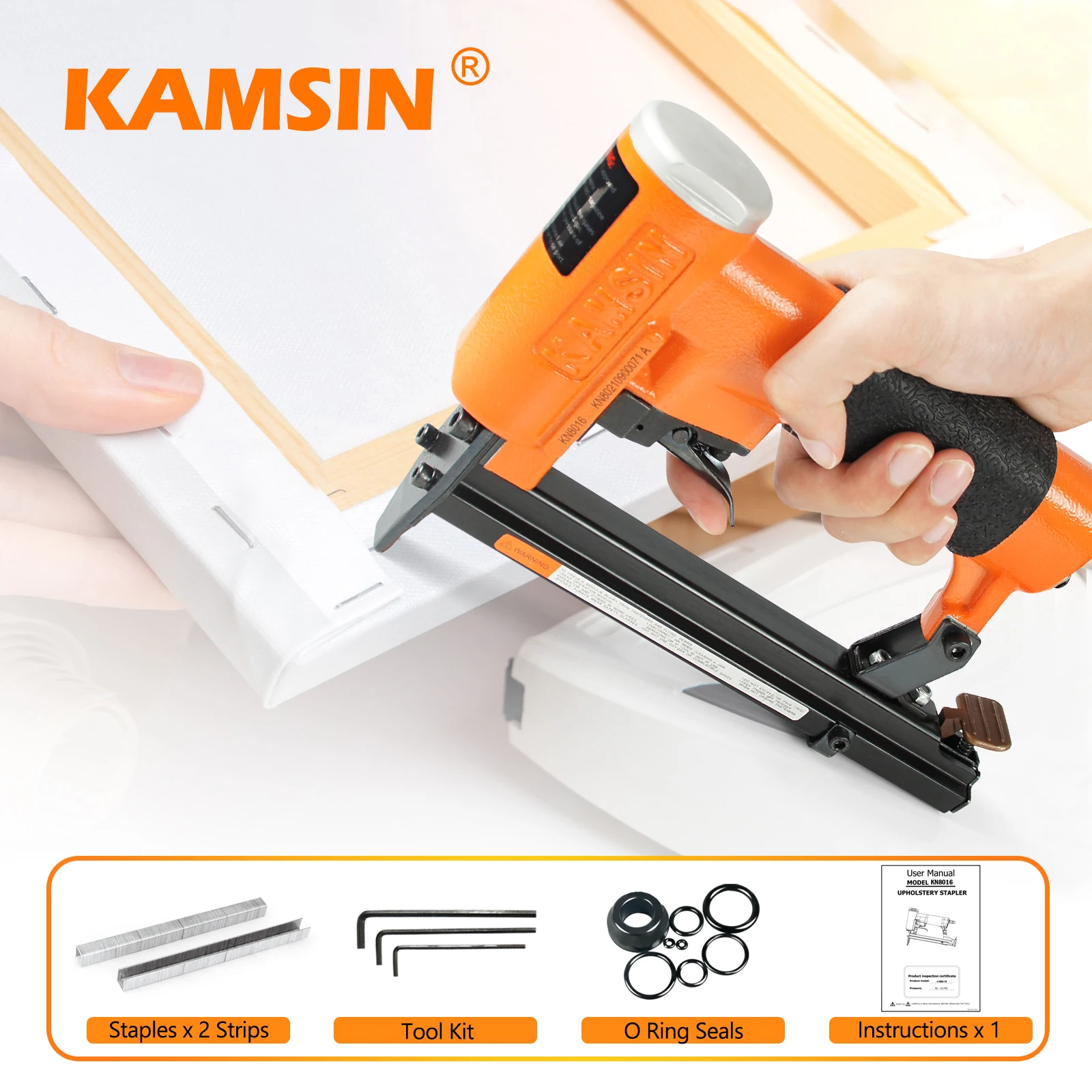 KAMISN 8016 21Gauge 8016 nail gun Industrial Upholstery Stapler Fine Wire Air Stapler Gun for Furniture Making Thin Board