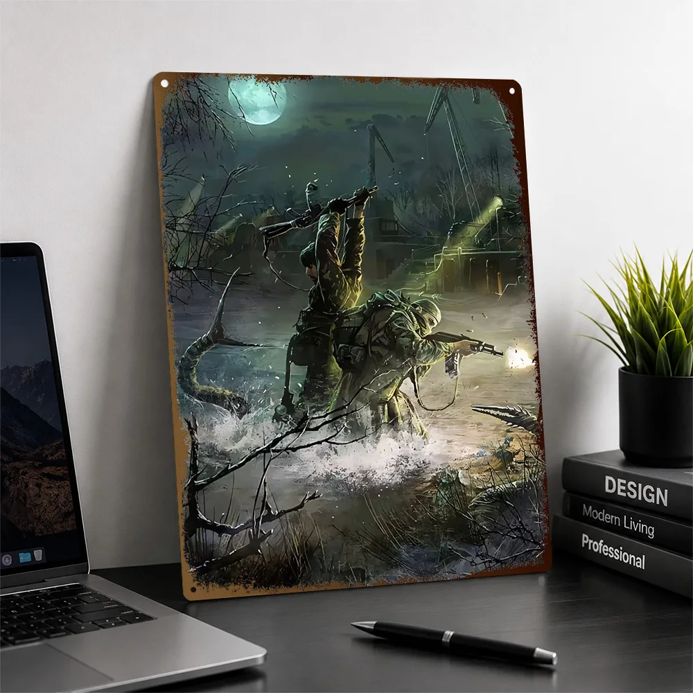 Post-Apocalyptic Tactical Soldiers Printed Poster Personalized Aluminum Metal Sign Dynamic Hero Design Wall Art Bedroom Decor