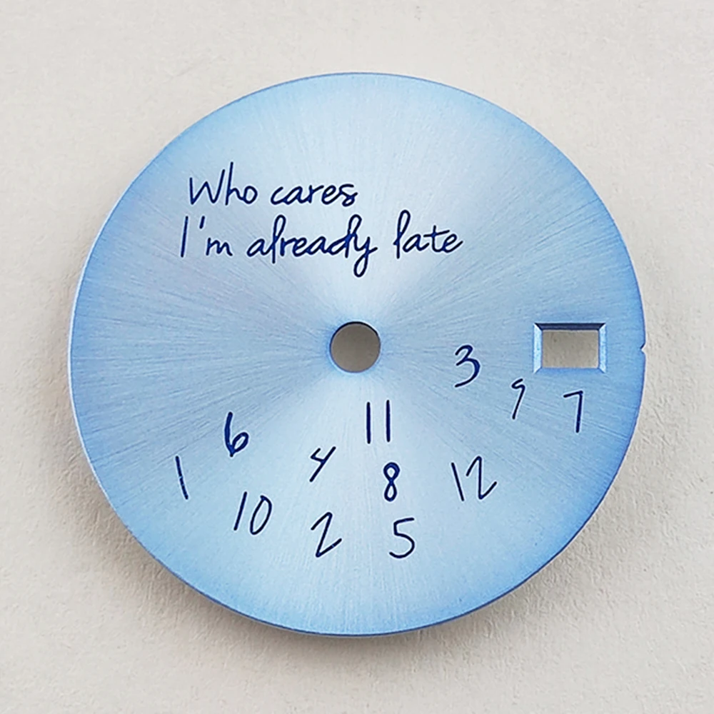 Quadrante dell'orologio da 28,5 mm Chi importa sono già in ritardo Quadrante nh35 Quadrante sterile Parti dell'orologio Nessun logo Quadrante dell'orologio adatto al movimento NH35/NH36