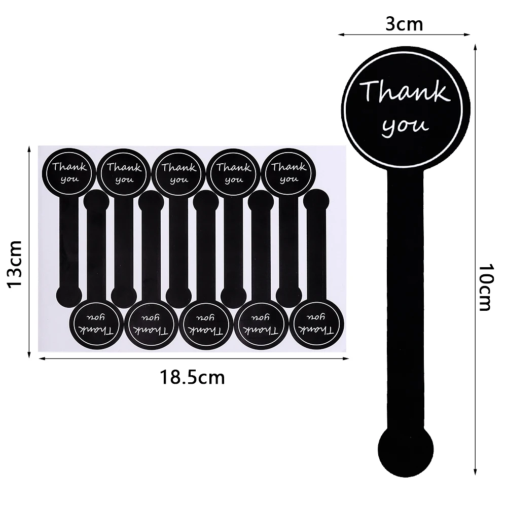 100pcs Black Thank you long sealing sticker pudding bottle sticker, Pink baking box label sticker, baking, handicraft products view 3