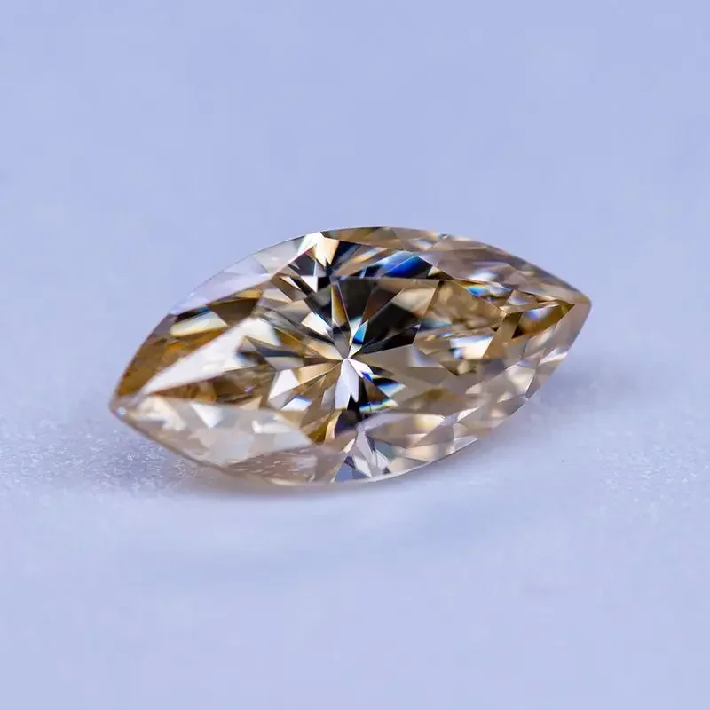 Moissanite Stone Primary Color Tea Yellow Marquise Cut  Lab Grown Charms Jewelry Rings Earrings Making with GRA Certificate
