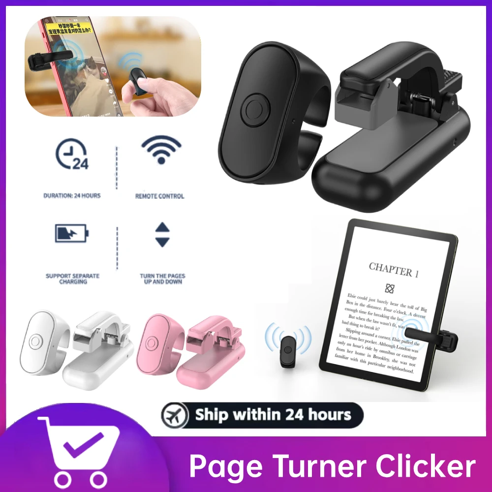2-in-1 Page Turner Clicker for Kindle Paperwhite Portable Wireless Page Turner Remote Control Triggers for iPhone,iPad & Android