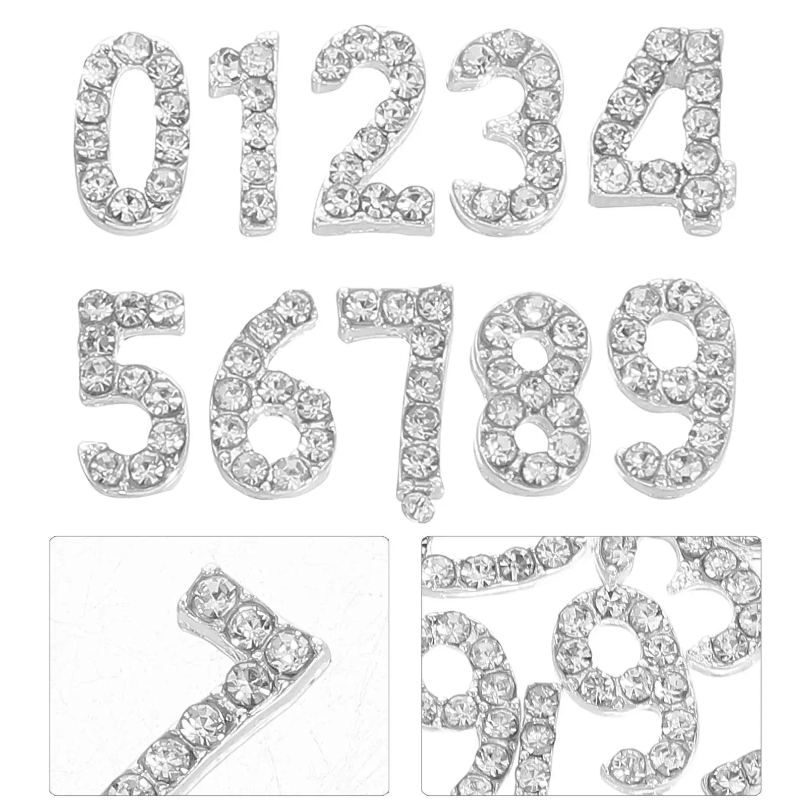 

100Pcs Nail Ornaments Rhinestone Numbers Luxury Nail Charms Flatback Decoration Wedding Party Nails Jewelry Accessories