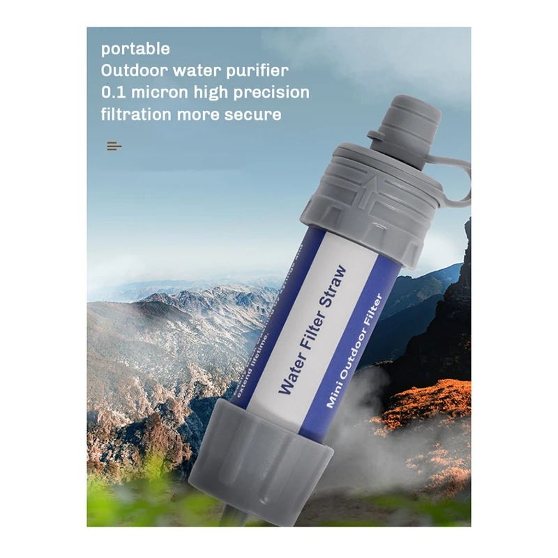 Filtre à eau d'extérieur avec paille, système de filtration d'eau, supporter ficateur d'eau potable d'urgence, outils de survie en camping et voyage