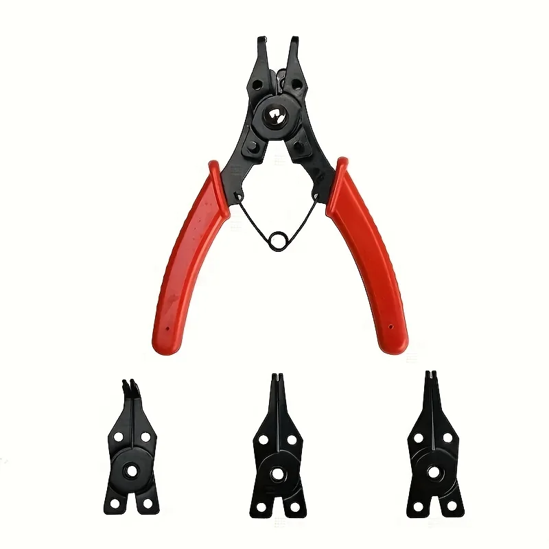 4-In-1 Circlip Pliers Set Snap Ring Pliers Multi Crimp Removable Plier Head Retaining Circlip Pliers Hand Tools Multifunctional