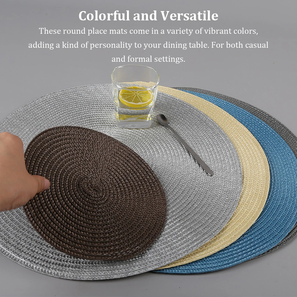 4x Elegant And Heat-Resistant Round Place Mats For Dining Stain Resistant And Colorful Easy Wash blackish green