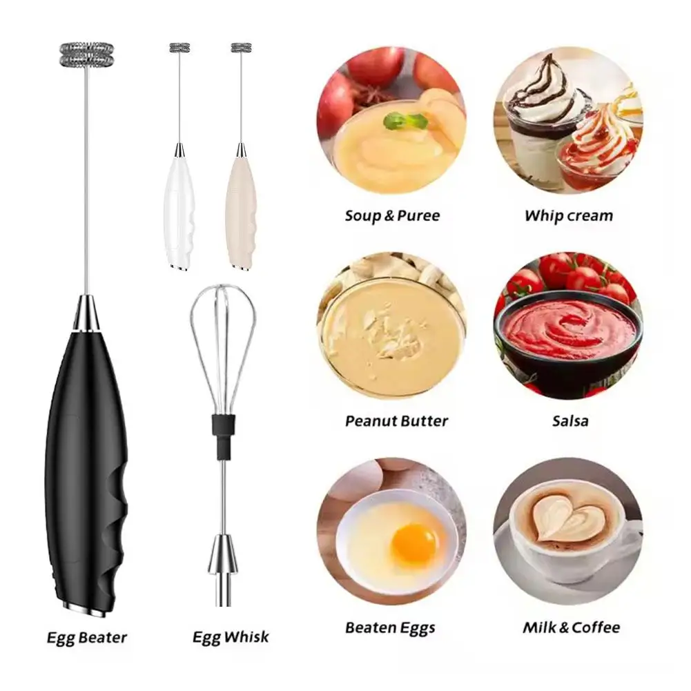 Electric Milk Frother 2 In 1 Rechargeable Blender Stainless Steel 3 Speeds Coffee Mixer Egg Beater Handheld Foam Maker Tools