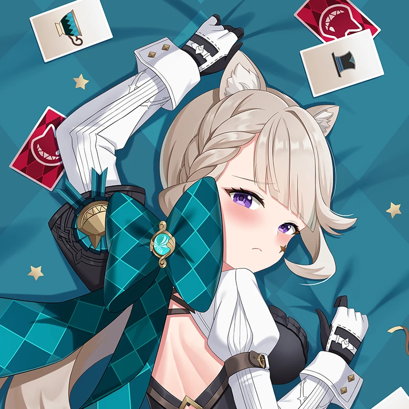 Menina anime genshin impacto lynette dupla face dakimakura abraçando corpo travesseiro caso cosplay otaku capa de almofada jogo adereços presente