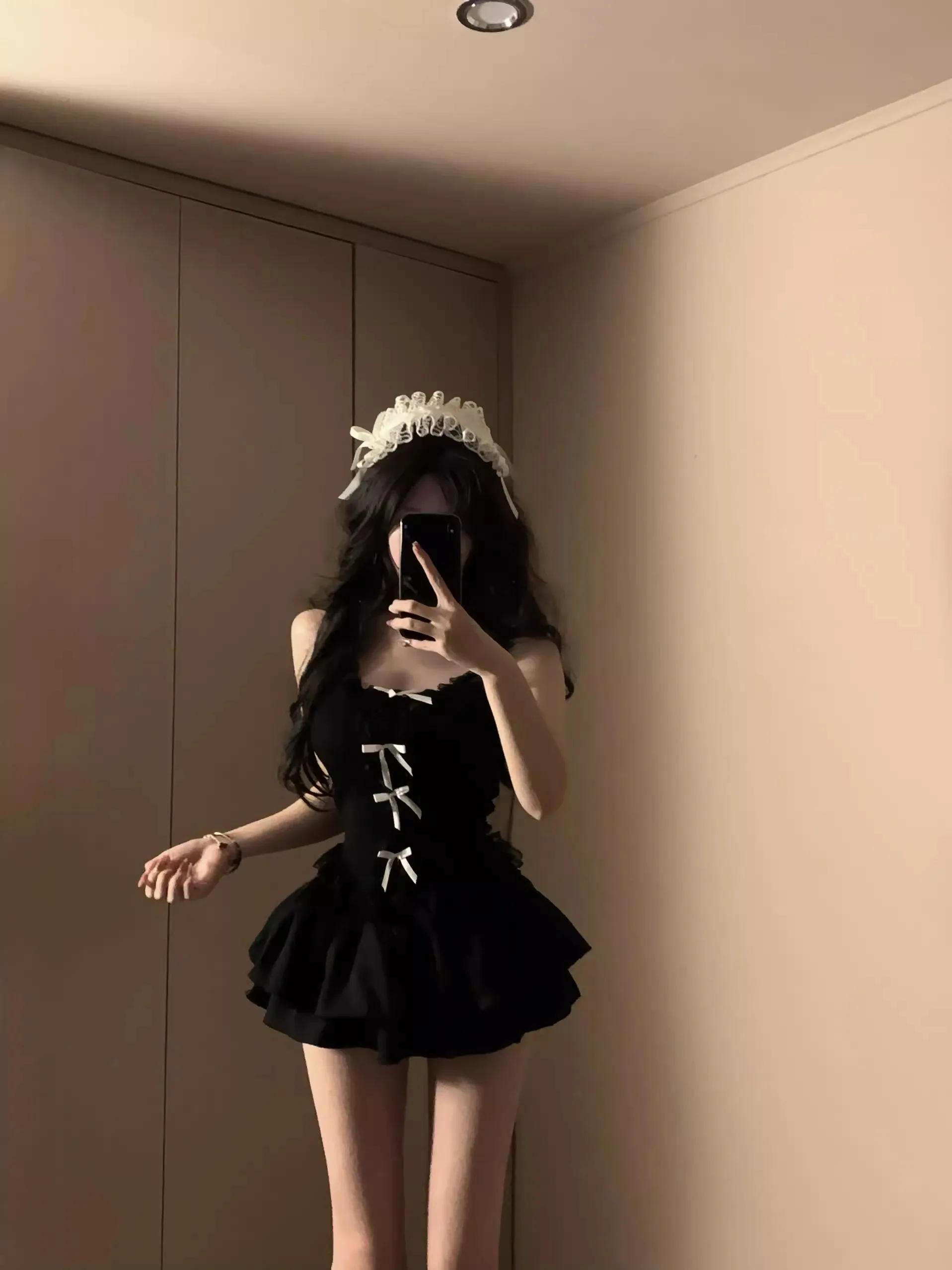 

Sexy ort Skirt And Top Set for Women in Bla with Bow Design Slimming Effect Spring Autumn New Sle Pure Desire Sle