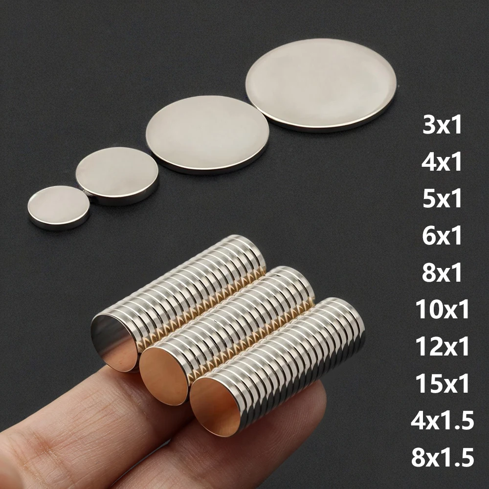 Small Round Neodymium Magnet 3/4/5/6/8/10/12/15x1mm Permanent Magnets NdFeB Powerful Magnetic High Performance DIY