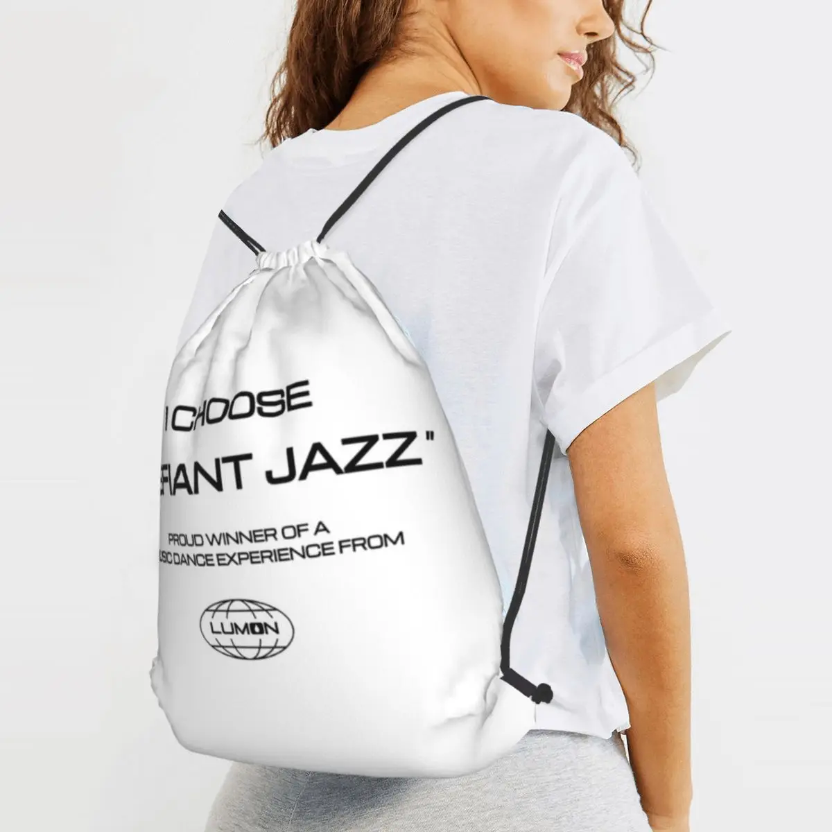 Lumon Severance I Choose Defiant Jazz Backpacks Portable Drawstring Bundle Pocket Sports Bag Book Bags for Man Woman School