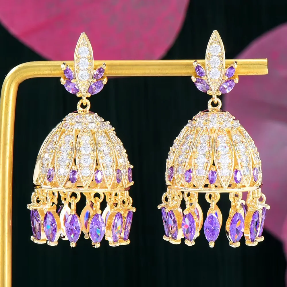 

Missvikki New Luxury Gorgeous Pendant Earrings Trendy Cubic Zircon Indian earrings for women Wedding Engagement JEWELRY GIFT