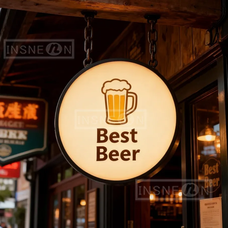 

Customizable Advertising Led Light Box Luxury Store Sign Double Sided Outdoor Best Beer Signage Business Illuminated Art Logo