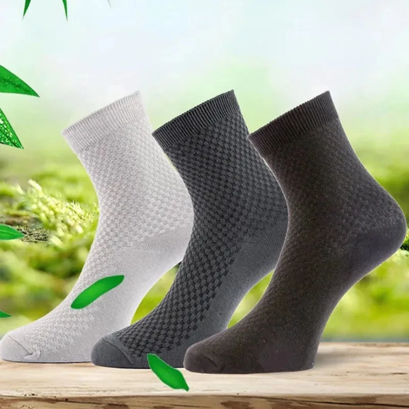 Men\'s Bamboo Fiber Socks Men Deodorant Sock High Tube Business Solid Breathable Men Women Elastic Socks Casual Man Dress Sock