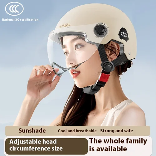 Imagen 2 del producto Cascos para vehículos eléctricos con certificación Dot, protección solar de verano para hombres y mujeres, cascos de seguridad para vehículos eléctricos, casco de seguridad ligero