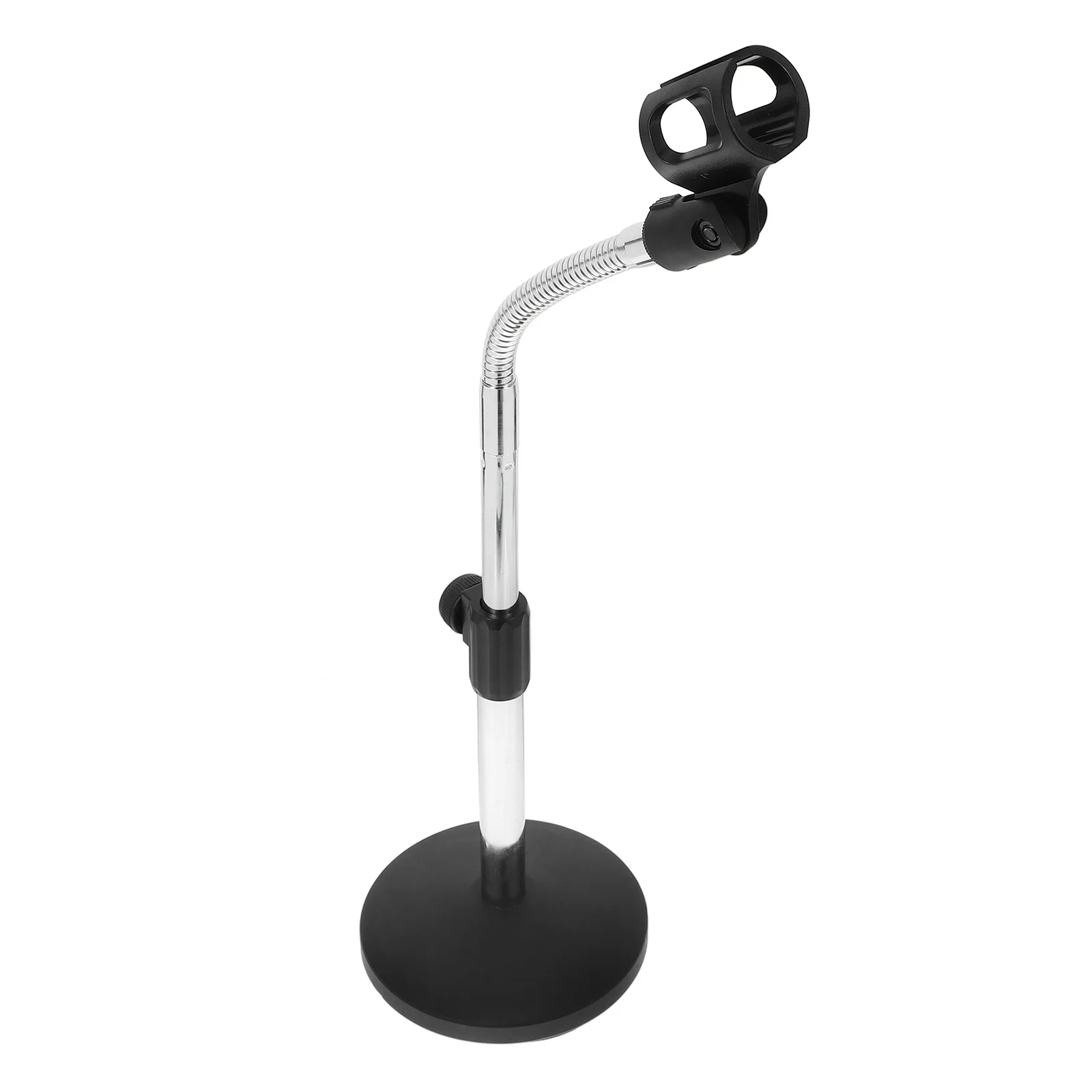 

Adjustable Desktop Mic Stand with Weighted Metal Base Flexible Gooseneck for Microphone Height Angle Control Tabletop Broadcast