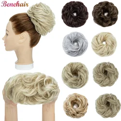 Syntetyczne doczepiane włosy roztrzepany kręcone elastyczne gumki do włosów treski 55g Chignon Donut Updo kawałki włosów dla kobiet