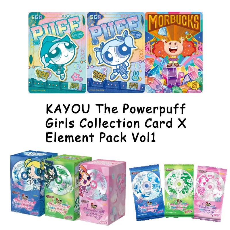 KAYOU The Powerpuff Girls X Element Pack Vol1 Premium Trading Card Game Collectible Gift Set For Anime Fans
