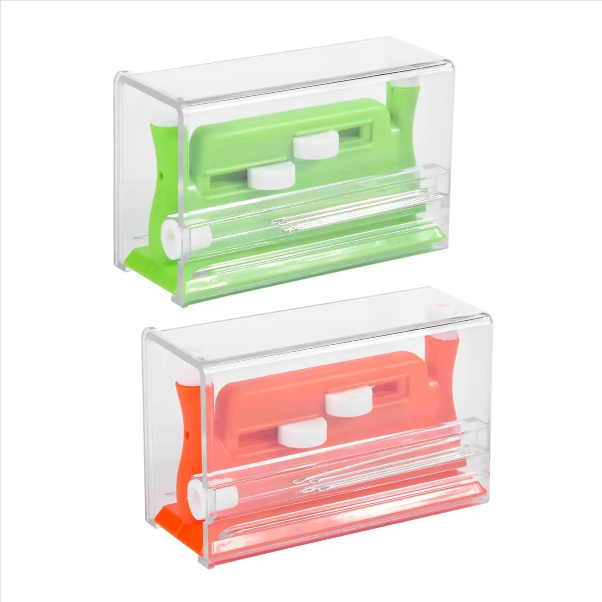 MALL 2Pcs Automatic Needle Threader,Sewing Tool Needle Threader,Automatic Needle Threaders for Hand Sewing (Green+Orange)