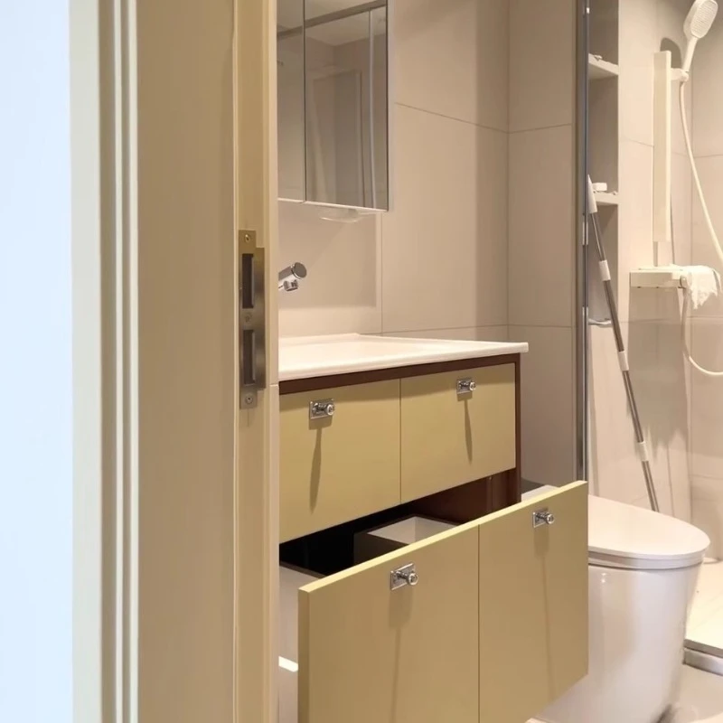 Ceramic integrated basin, bathroom cabinet, combined bathroom, oak wash basin, intelligent washbasin cabinet.