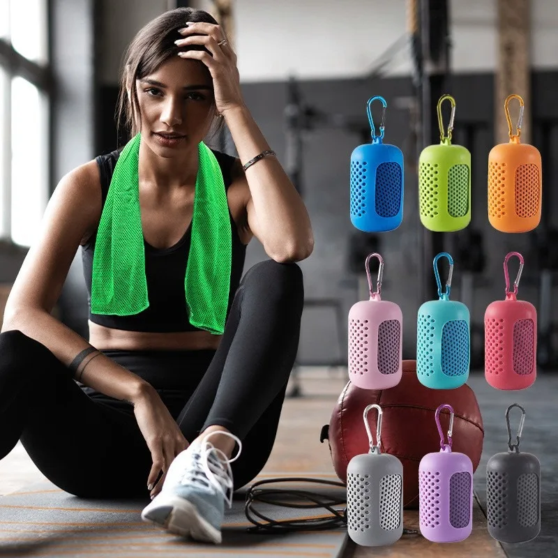 Cooling Towel with Case Quick Dry Sports Towel Ice Cooling Gym Fitness Running Yoga Camping Sweat Absorbent