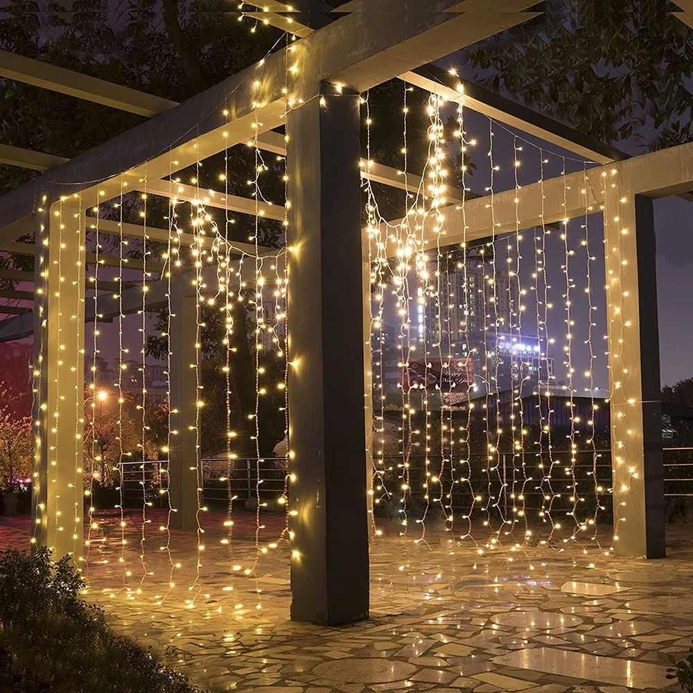 LED Icicle Curtain String Fairy Lights Garland For Birthday New Year Christmas Wedding Home Room Patio Party Decoration Lamps