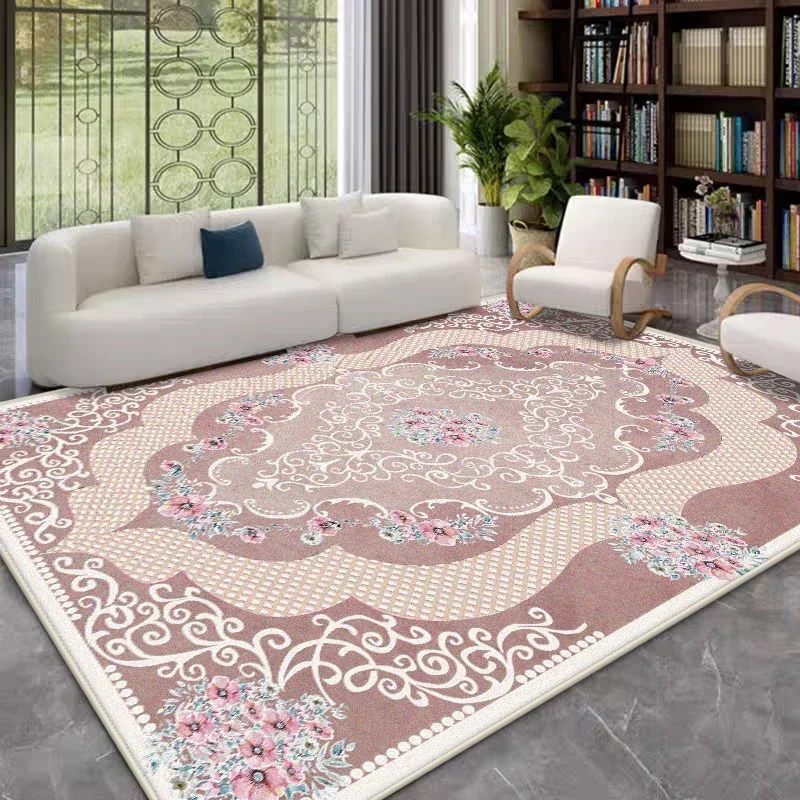 Vintage Floral Area Rug  for Living Room under Coffee Table Soft Bedroom Floor Mat Machine Washable